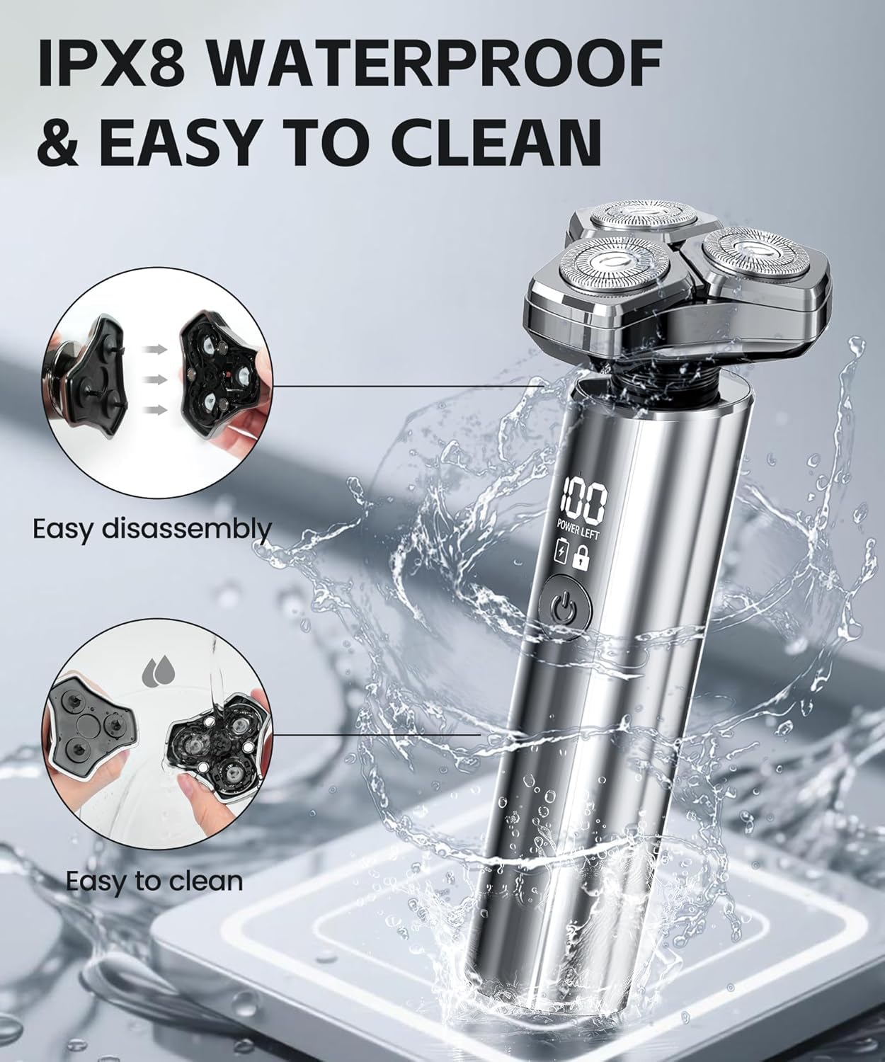 Electric Razor for Men, 10,000 RPM Shaver with 3D Floating Foil