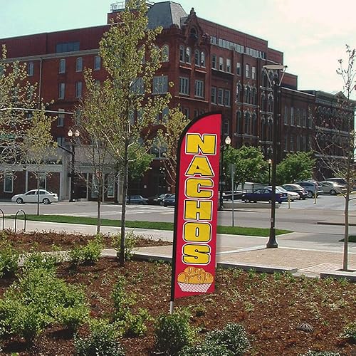 Miniatura 3 de Infinity Republic - Kit de bandera y poste de manga completa sin viento de Nachos - Perfecto para restaurantes, restaurantes, camiones de comida,