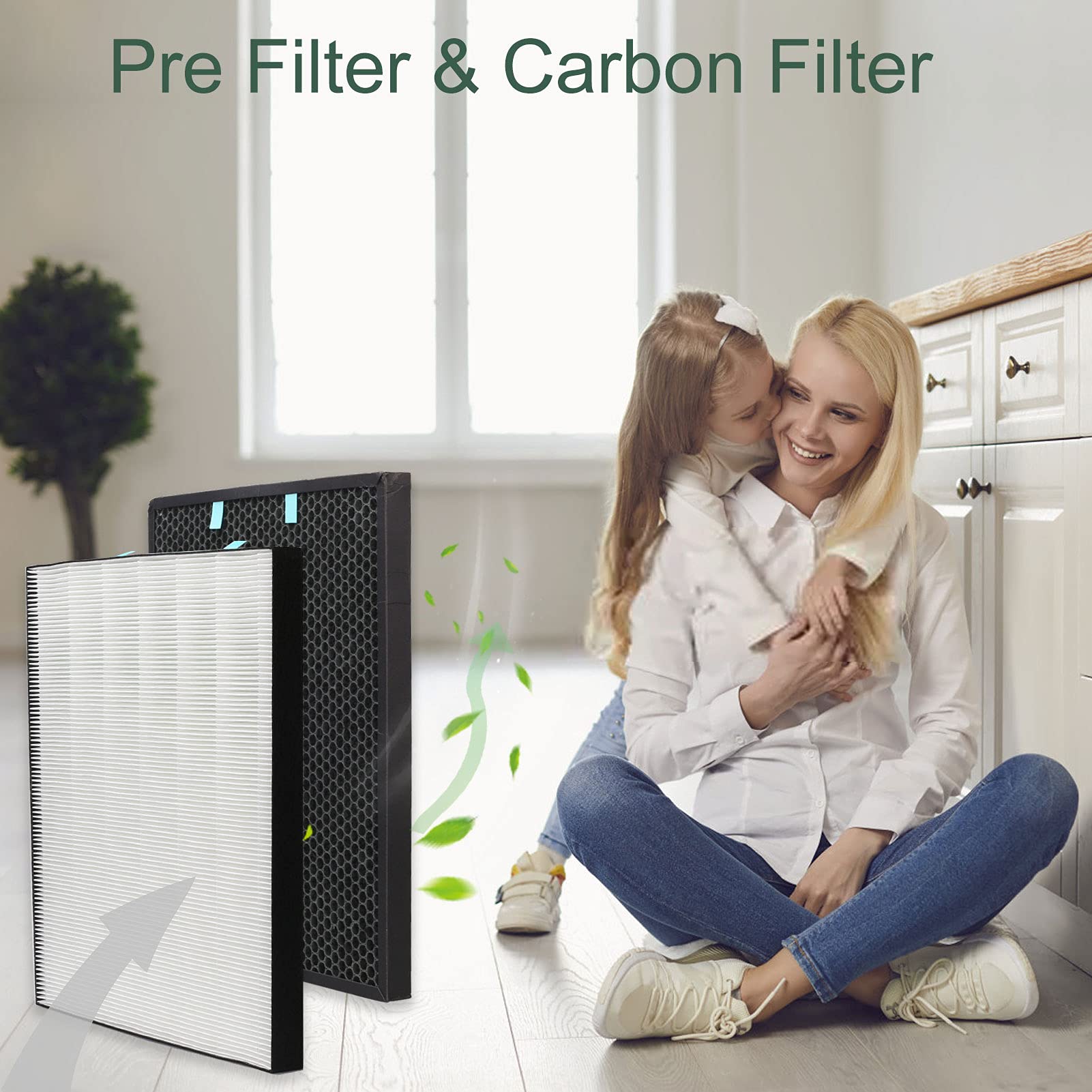 Filtro de repuesto 2521 HEPA Pre filtro, 2520 de carbón activo para purificador de aire Bissell Air400, 1 H13 True Hepa filtro con 1 filtro de carbono, en comparación con la parte 2521, 2520