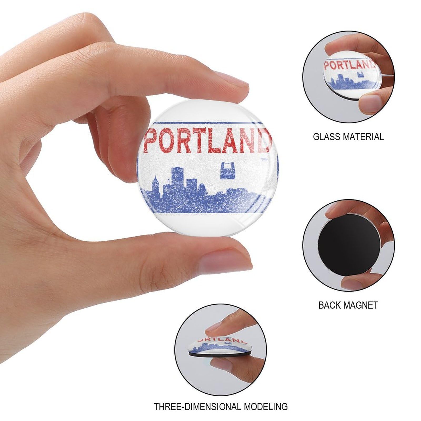 Imanes de nevera con diseño de horizonte de América Portland para pizarra blanca, recuerdo de la ciudad, imanes pequeños, imanes decorativos lindos para oficina, cocina, taquilla, 4 piezas