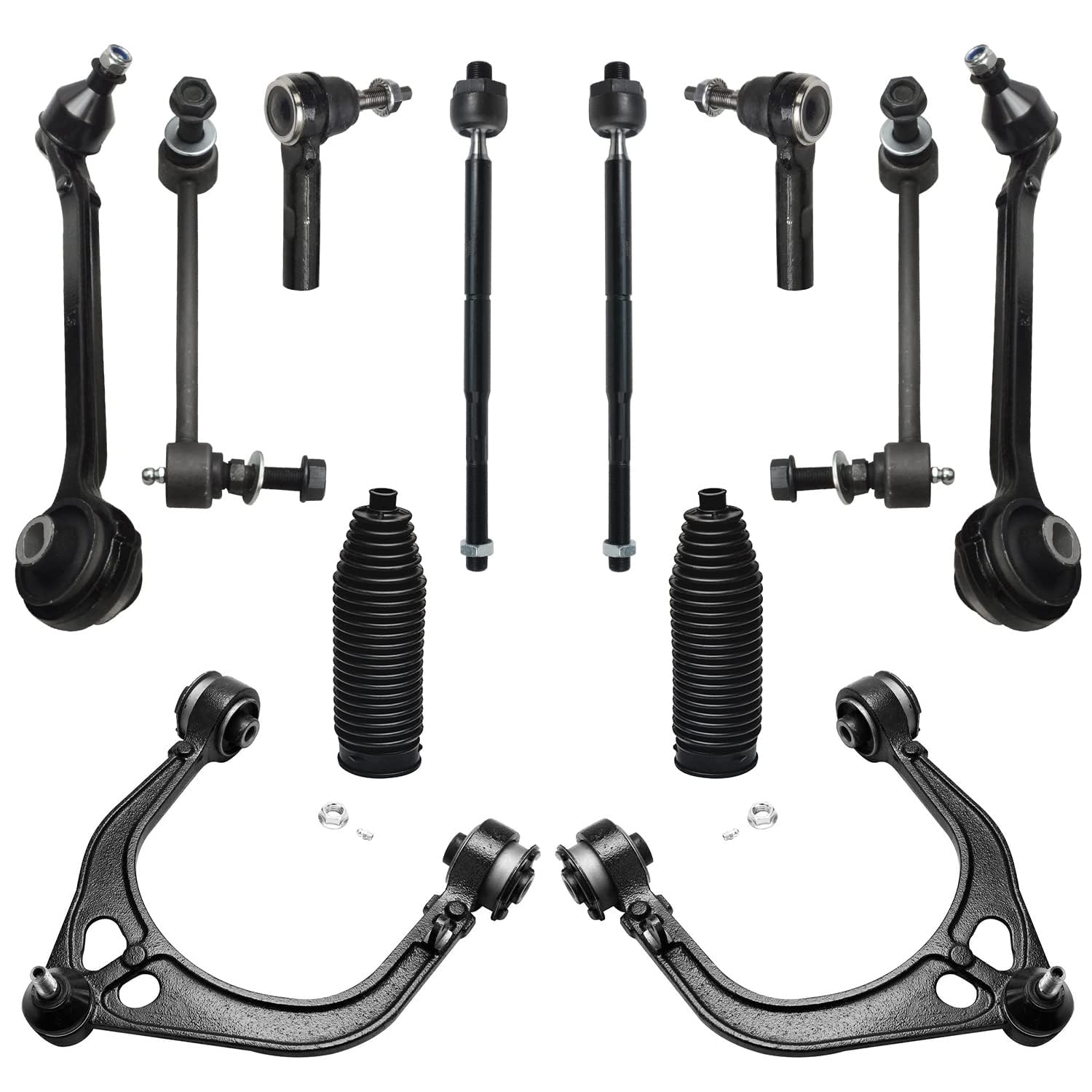 Detroit Axle - Front End Kit for Chrysler 300 Dodge Charger Challenger Magnum 2 Lower Forward Control Arms w/Ball Joints 2 Upper Control Arms w/Ball Joints 4 Tie Rods 2 Sway Bars 2 Boots