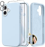 Vista 193 de GONEZ Funda de silicona para iPhone 14 Pro Max, compatible con MagSafe, con protector de pantalla + protector de lente de cámara, silicona líquida a