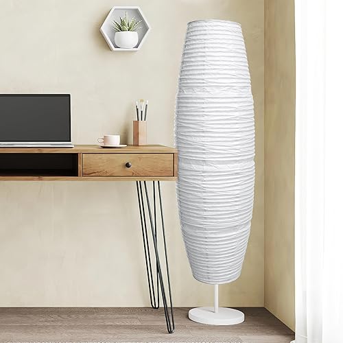 Miniatura 9 de Totority Pantalla de piso de papel, lámpara de pie de papel de arroz, lámparas de pie de esquina, lámpara alta, reemplazo de la cubierta de la