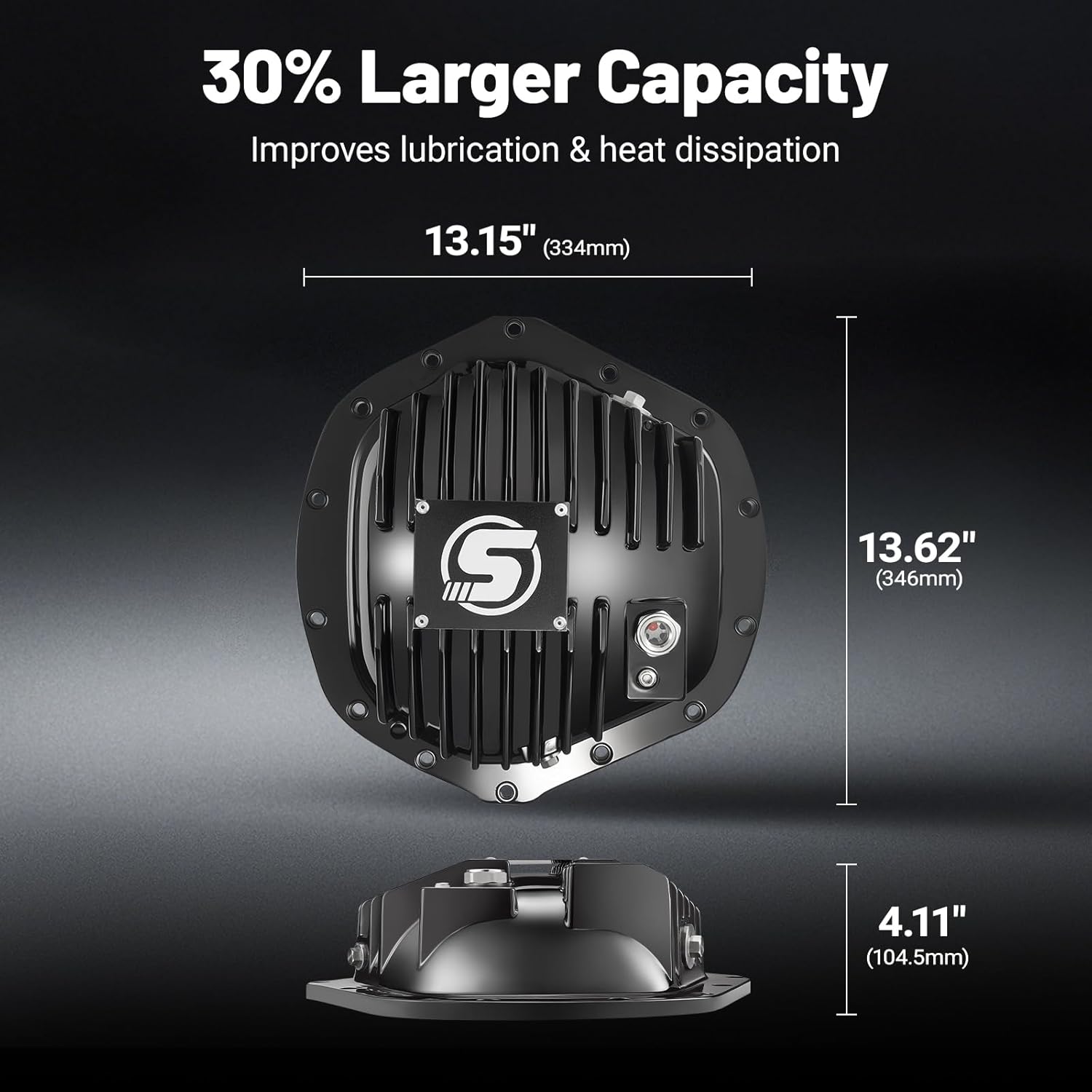 Rear Differential Cover, Compatible for AAM 11.5" 14-Bolt 2001-2019 Chevy/GMC, 2003-2018 RAM, Dodge Ram, with Cooling Fins & Leakproof Gasket for Reliable Performance