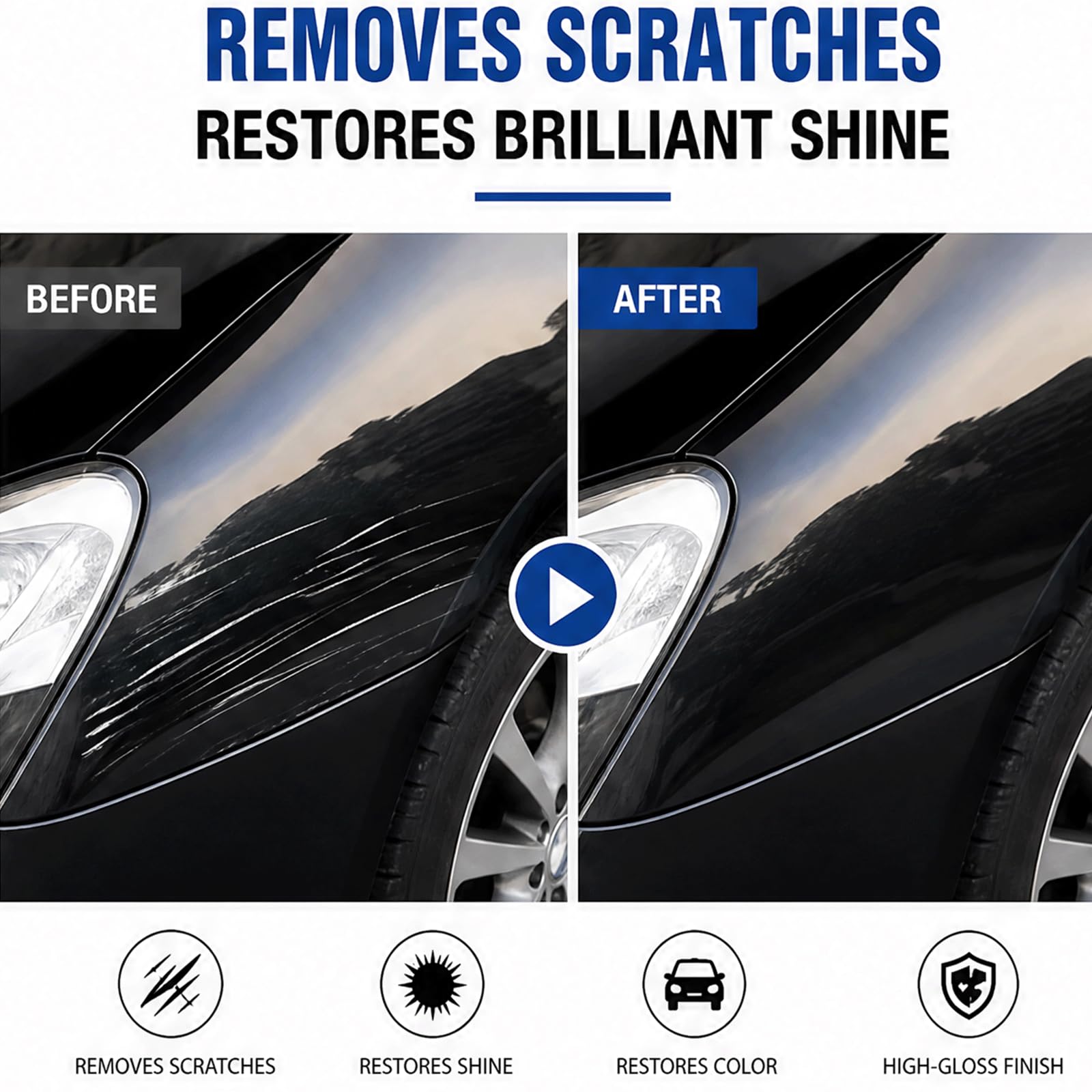 Car Scratch Repair Paste Wax Kit - Universal Car Paint Scratch Repair Polish & Surface Restoration Paste, Quick Restore Shine & Color, DIY Hand Polishing mit Schwamm & Handtuch, (3 STÜCKE)