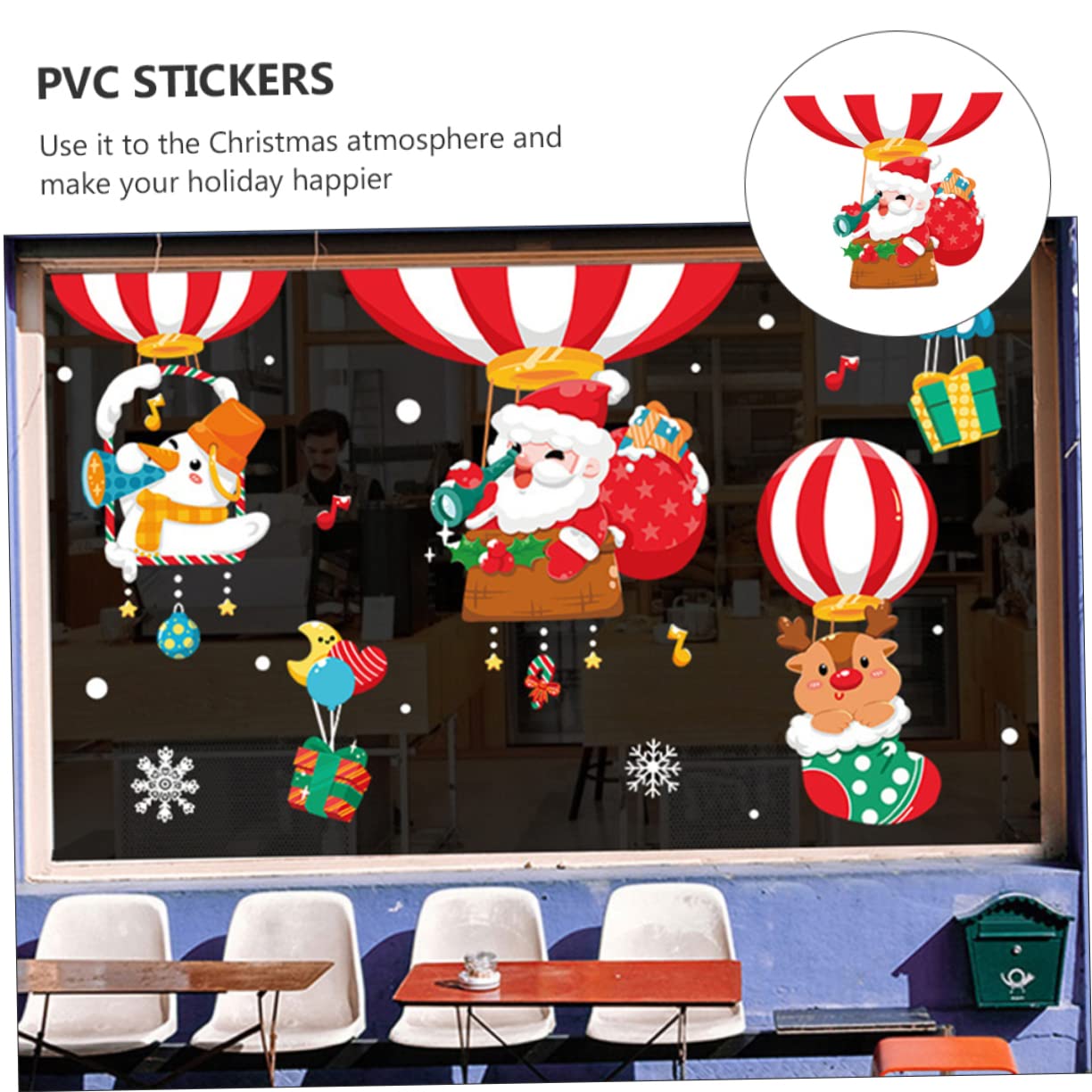 Cabilock 3 Sätze Aufkleber Baum Fenster Santa Weihnachten Pvc 2 Stück * 3