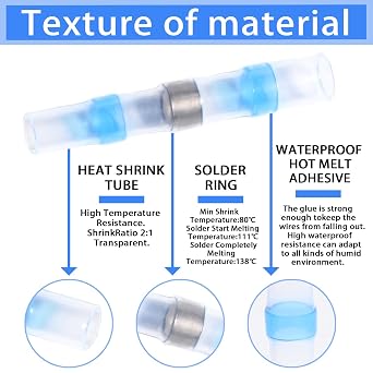 Solder Seal Wire Connectors 160pcs Waterproof Heat Shrink Electrical Wire Terminals Non Slip Assorted Insulated Connectors Marine Vehicle Electrical Engineering