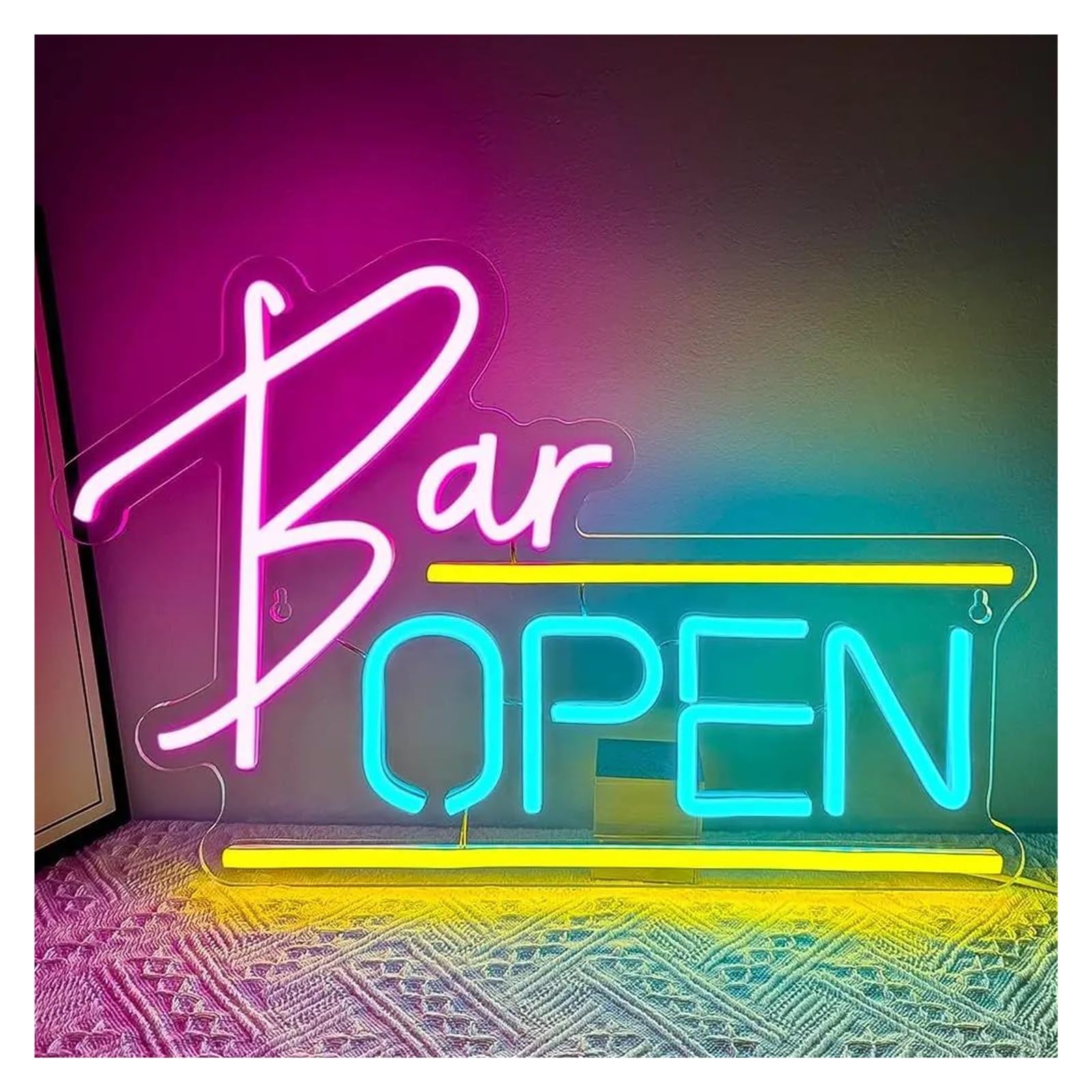 LEMST Sign Lamp Bar Open Neon Light Dimmable for Bar Club Bedroom Hotel Birthday Party Aesthetic Art Decor Sign Illuminated 42.49cmx28.45cm