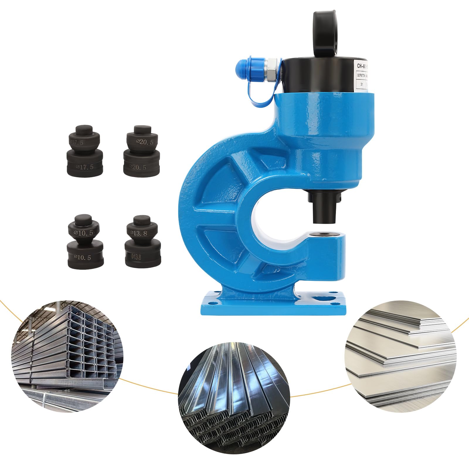 Perforatrice hydraulique, 31T Machine de poinçonnage hydraulique électrique avec 4 matrices de découpe pour économie d'énergie, intérieur, électricité