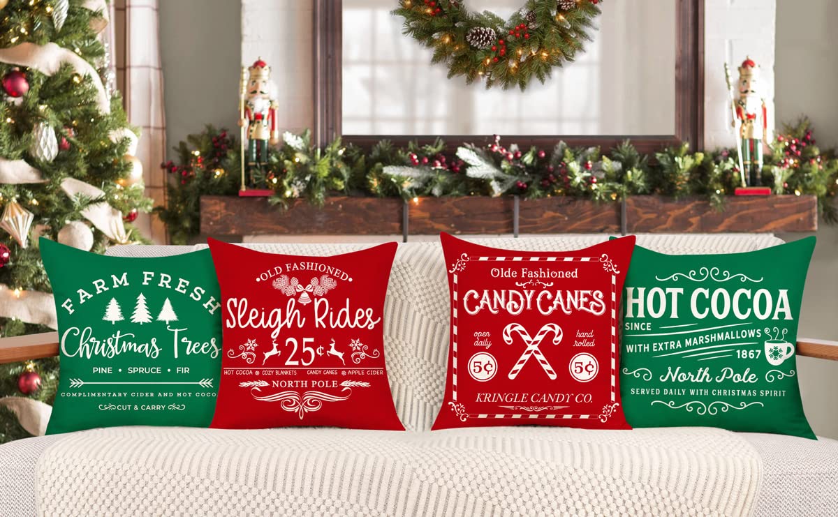 Christmas Pillow Covers Set Of 4 For Decoration