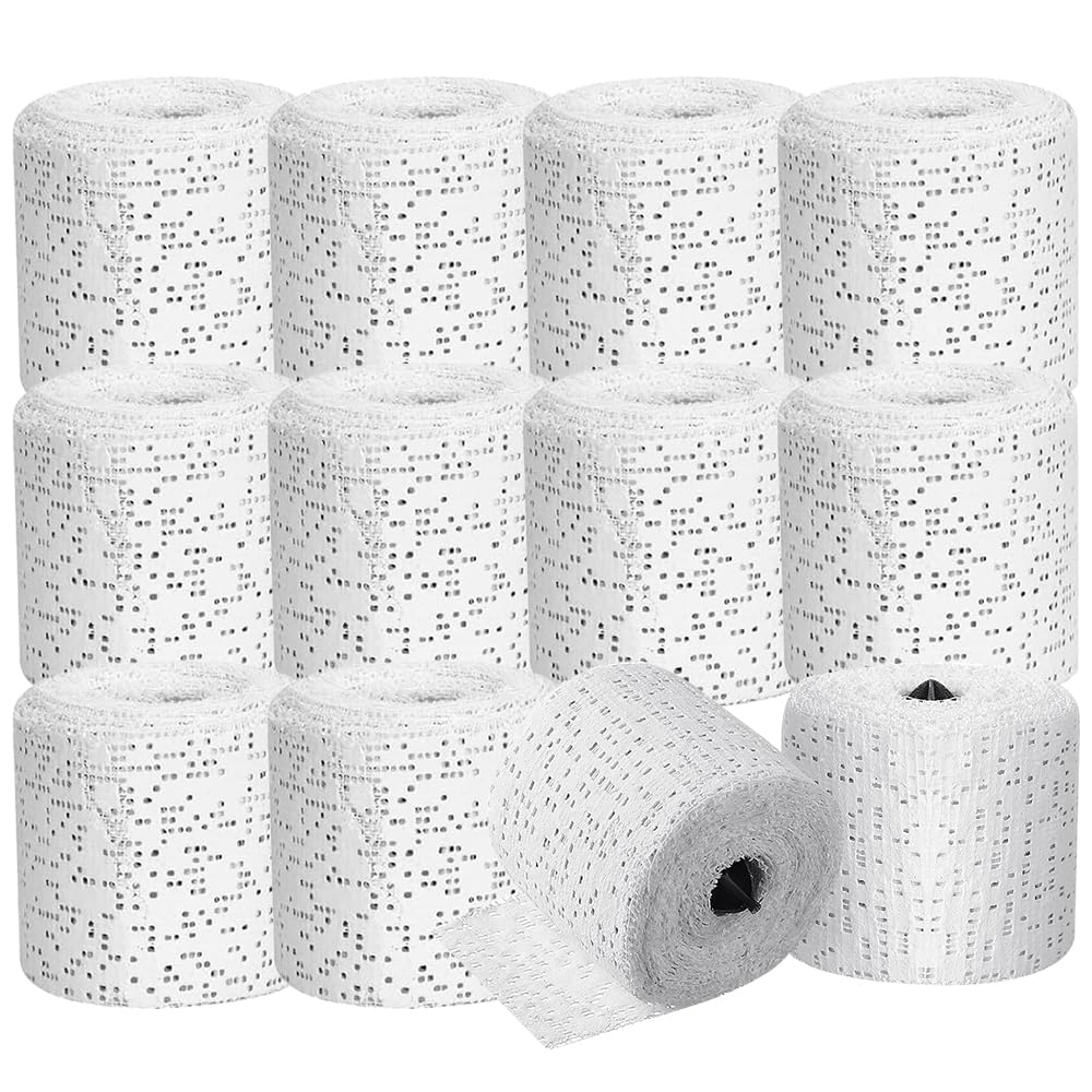 XPJBKC Gipsbinden, 12 Rollen 5cm x 270cm Babybauch Gipsabdruck Set, Gipsabdruck Gipsbinden zum Basteln, Gipsrollen Schnelltrocknende Gipsverband, Baby Bauch Verband Gibsbindenden zum Basteln