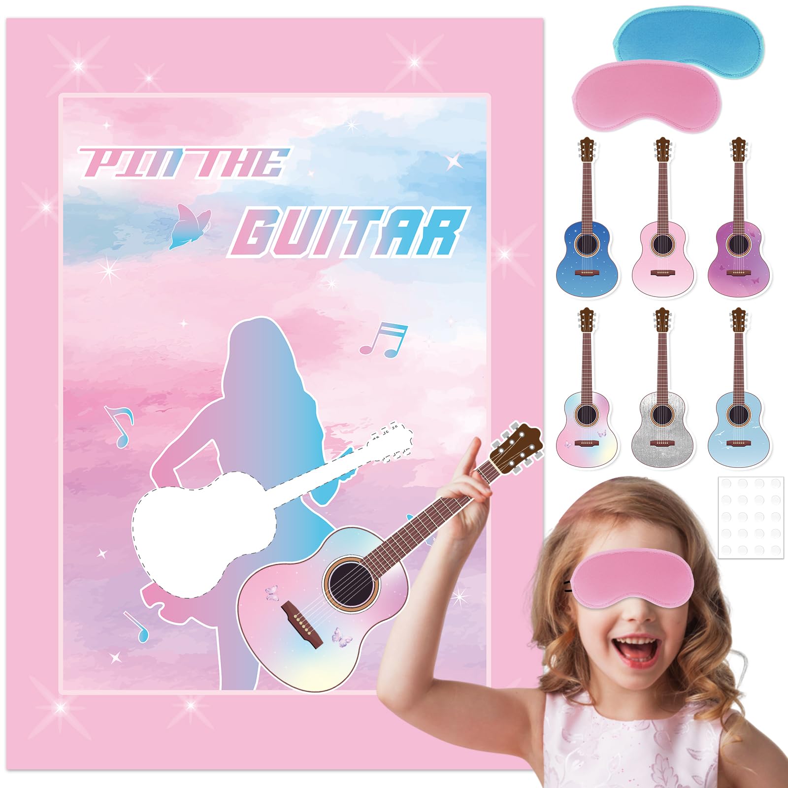 party greeting28PCS Popular Singer Decorations Pin The Guitar on The Music Super Star Game Singer Poster with Guitar Stickers for Pink Music Lovers Music Fans Birthday Favors Supplies