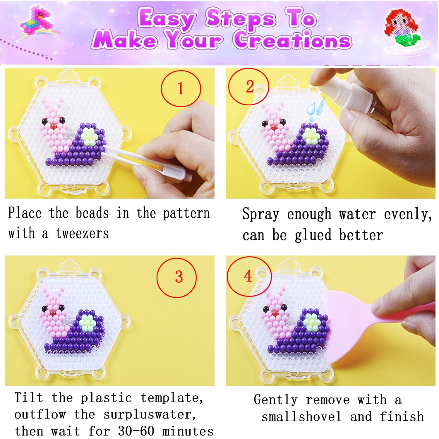 EIKEJI 7400 Pcs Non-Iron Fuse Beads Kit, 48 Colors 5mm Beads for Kids, Glow in The Dark Beads Glitter Beads, Refill Beads Set for Boys, Girls, Ideal Gift for New Years, Birthdays, Christmas - Image 8