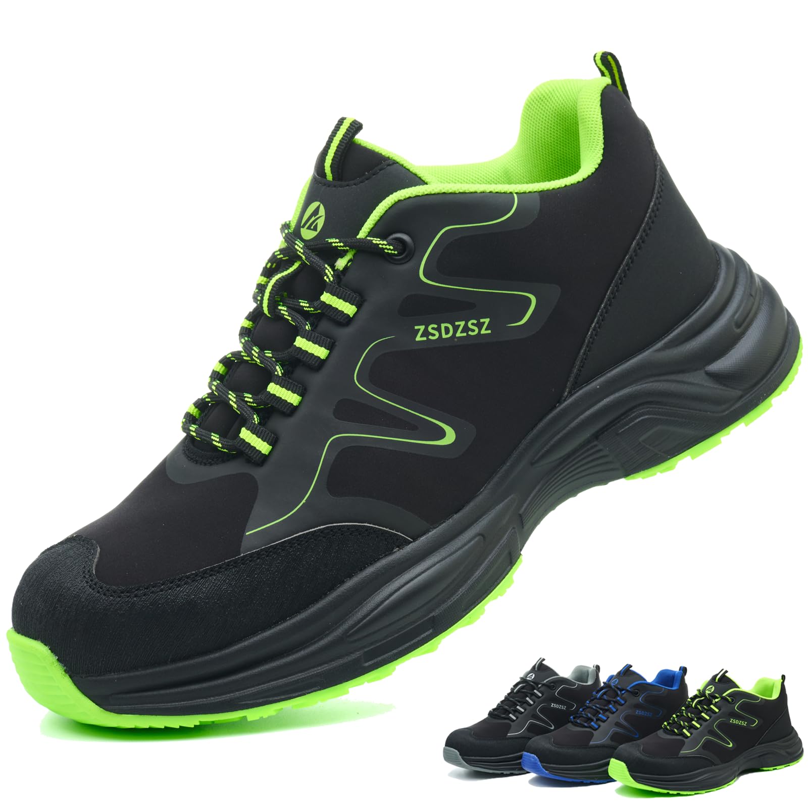 ZSDZSZ Sicherheitsschuhe Herren Damen Arbeitsschuhe Leicht rutschfest Atmungsaktiv Stahlkappenschuhe Sportlich