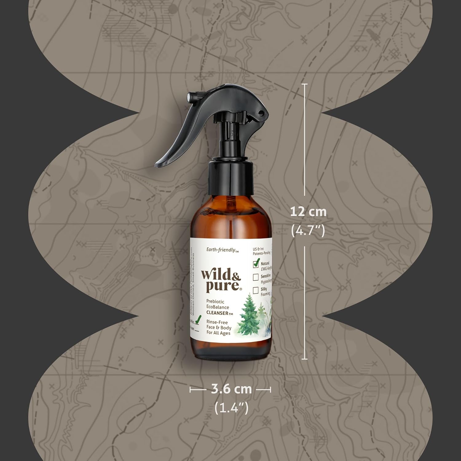 Wild & Pure Natural Skin Spray Body Wash Starter Set (4oz + 18oz Refill) | Cleanser, Deodorizer, Moisturizer for Face, Hands, Body | pH-Balanced, Microbiome-Friendly EcoBalance Skincare