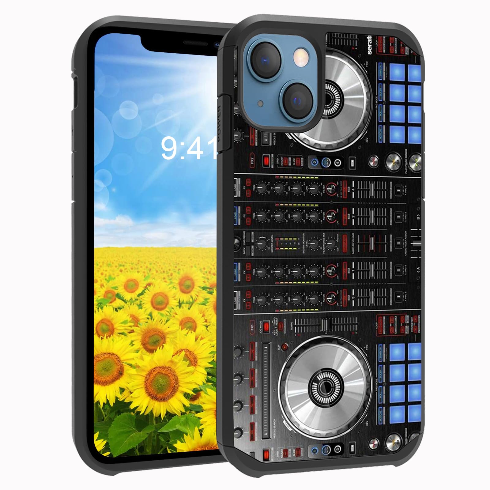 BWOOLL Designed for iPhone 15 Plus Case/iPhone 14 Plus Case, Hybrid Hard PC & Soft Silicone Dual Layer Shockproof Protective Cover 6.7 Inch, DJ Mixer