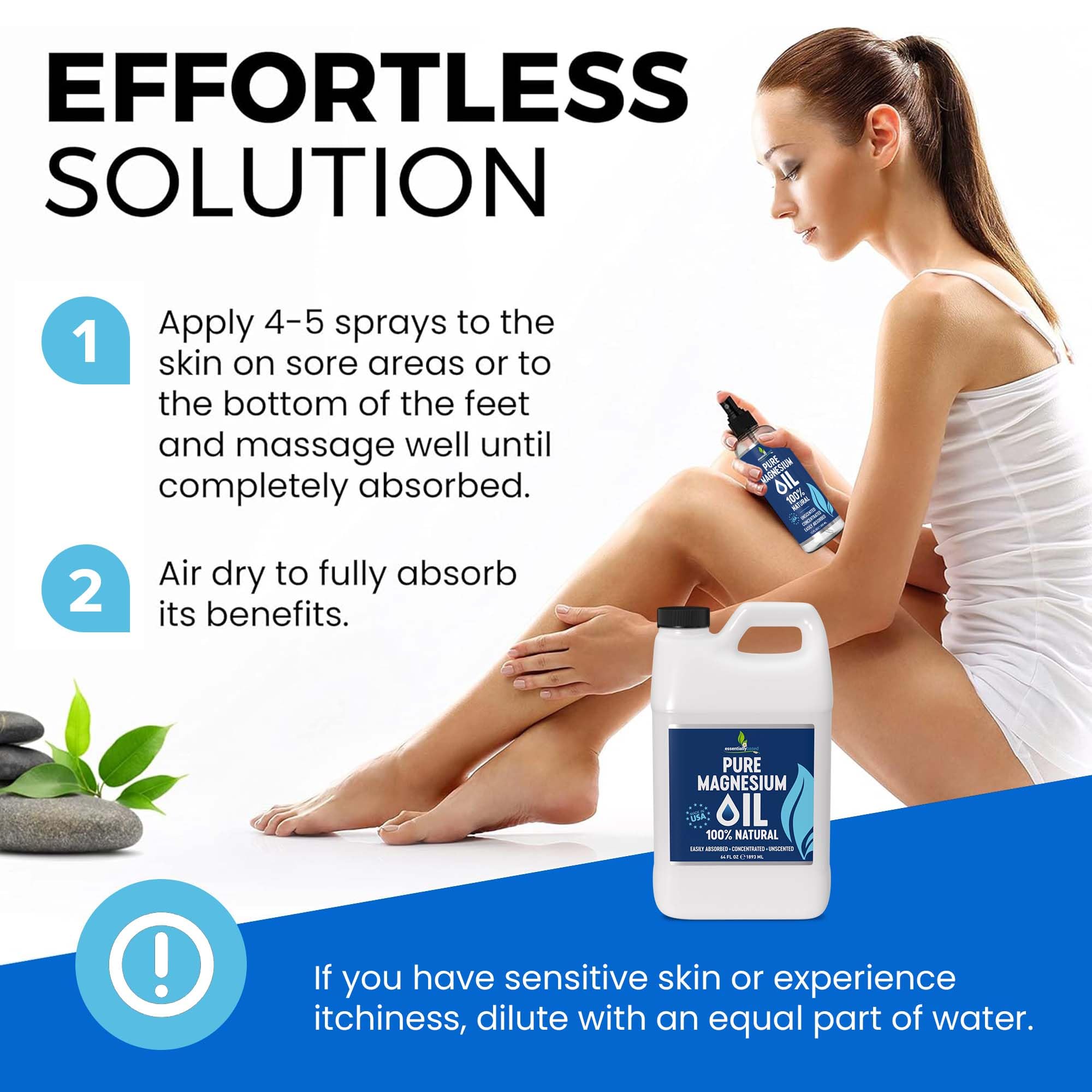 Spray de aceite de magnesio – Extra fuerza – 100% puro para menos picaduras – menos picazón – Alivio Natural del dolor y ayuda al sueño – Fuente mineral esencial, 1