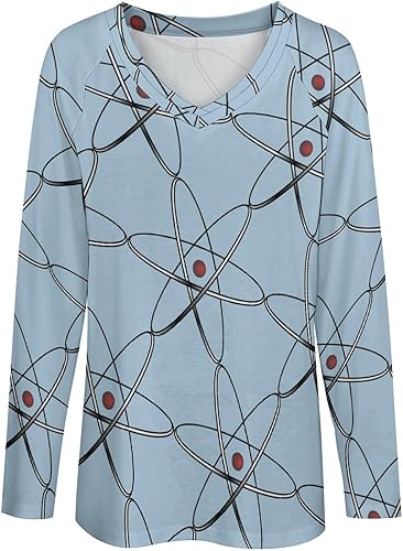 Miniatura 5 de Physics Science Women's Casual Long Sleeve T Shirts V Neck Printed Graphic Blouses Tee Tops