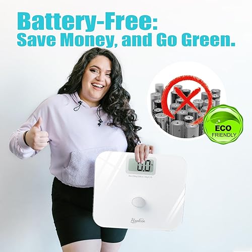 Miniatura 3 de Báscula de baño de gran tamaño para peso corporal de hasta 550 libras, sin batería, báscula digital extra ancha Healcan blanca