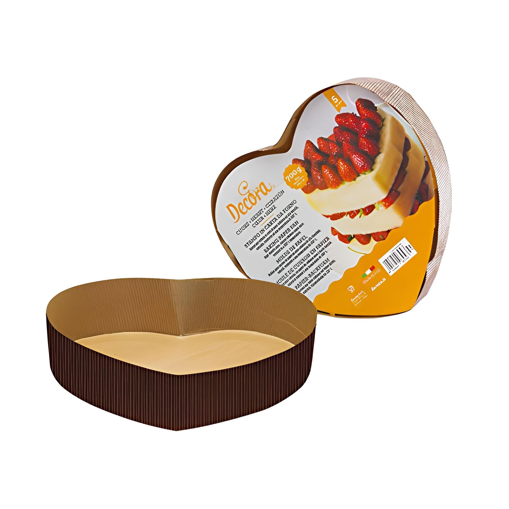 Decora 5 Stampi A Cuore In Carta Per Cottura 700g 22,5 X 20 X H 5 Cm