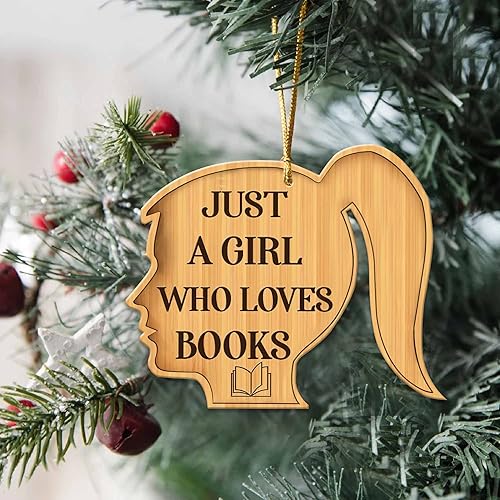 Miniatura 6 de Librero en forma de corazón para amantes de los libros, adorno de madera de Navidad plano 2D (no adorno 3D), adorno de lectura de Navidad,