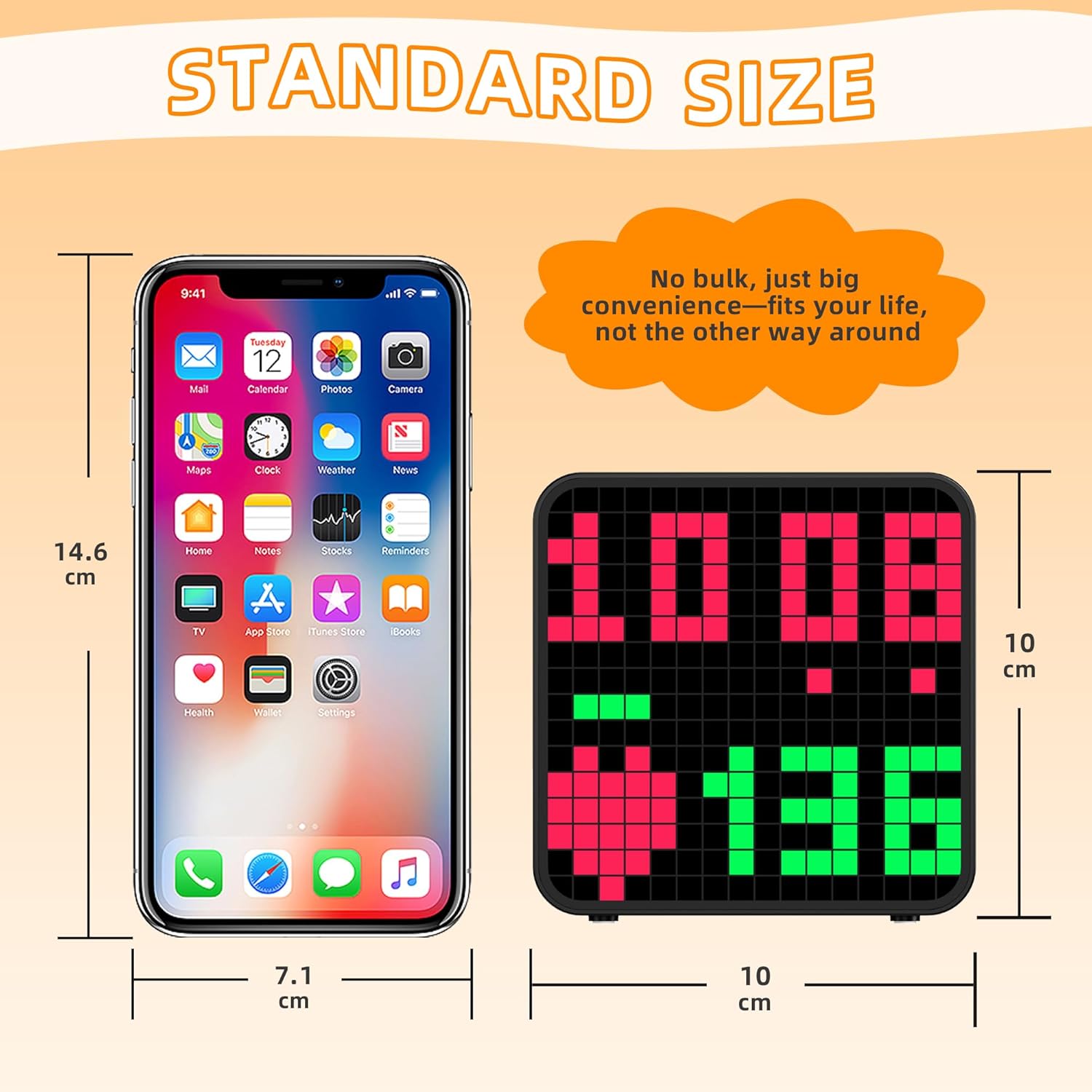 EZON H-Box Bluetooth Heart Rate Monitor and Pixel Art Clock with WOD Interval Trainer - Cute Animation Alarm Clocks for Bedrooms, No APP Needed for Home Fitness Black