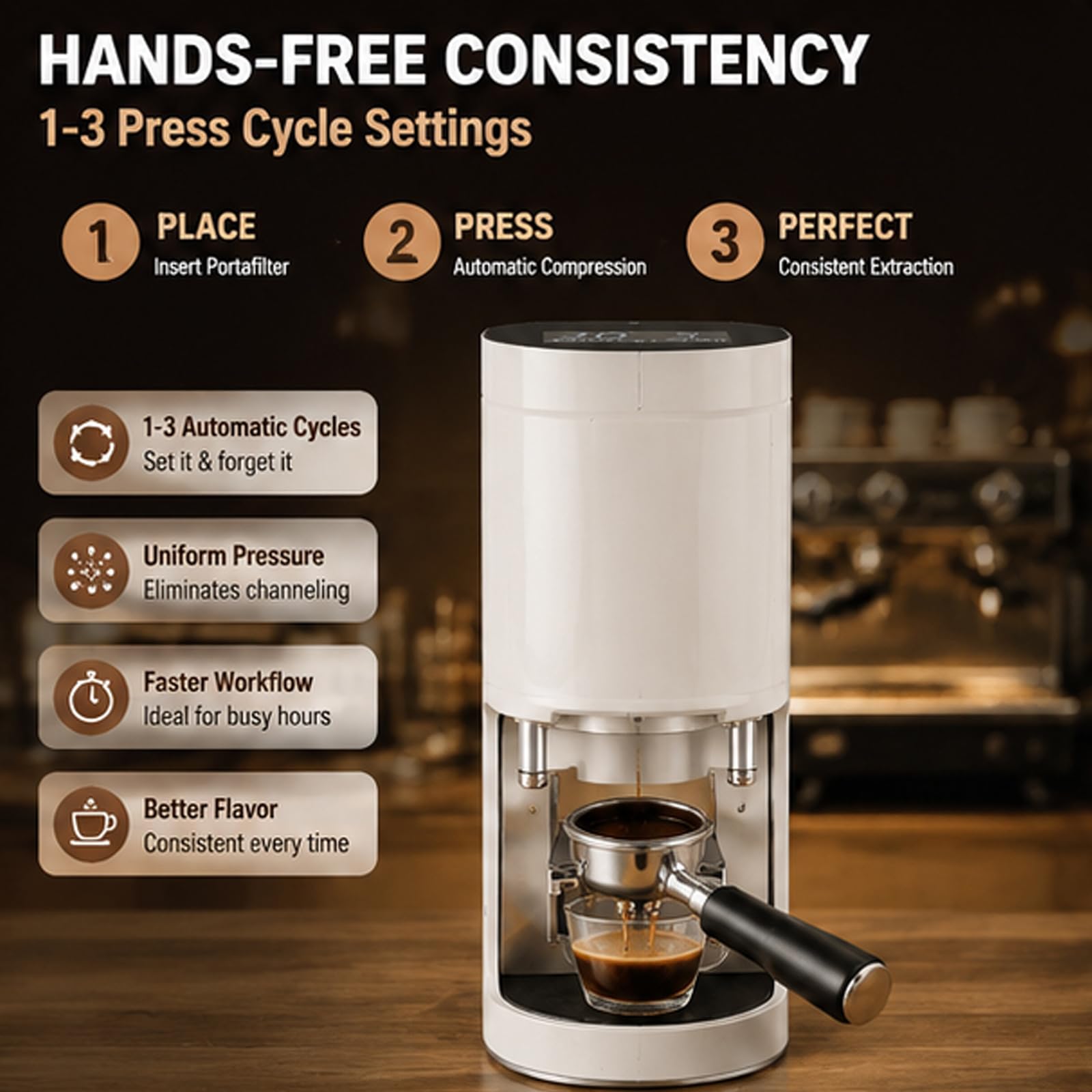 58mm Elektryczny Tamper do Kawy Espresso, Sterowanie Dotykowe