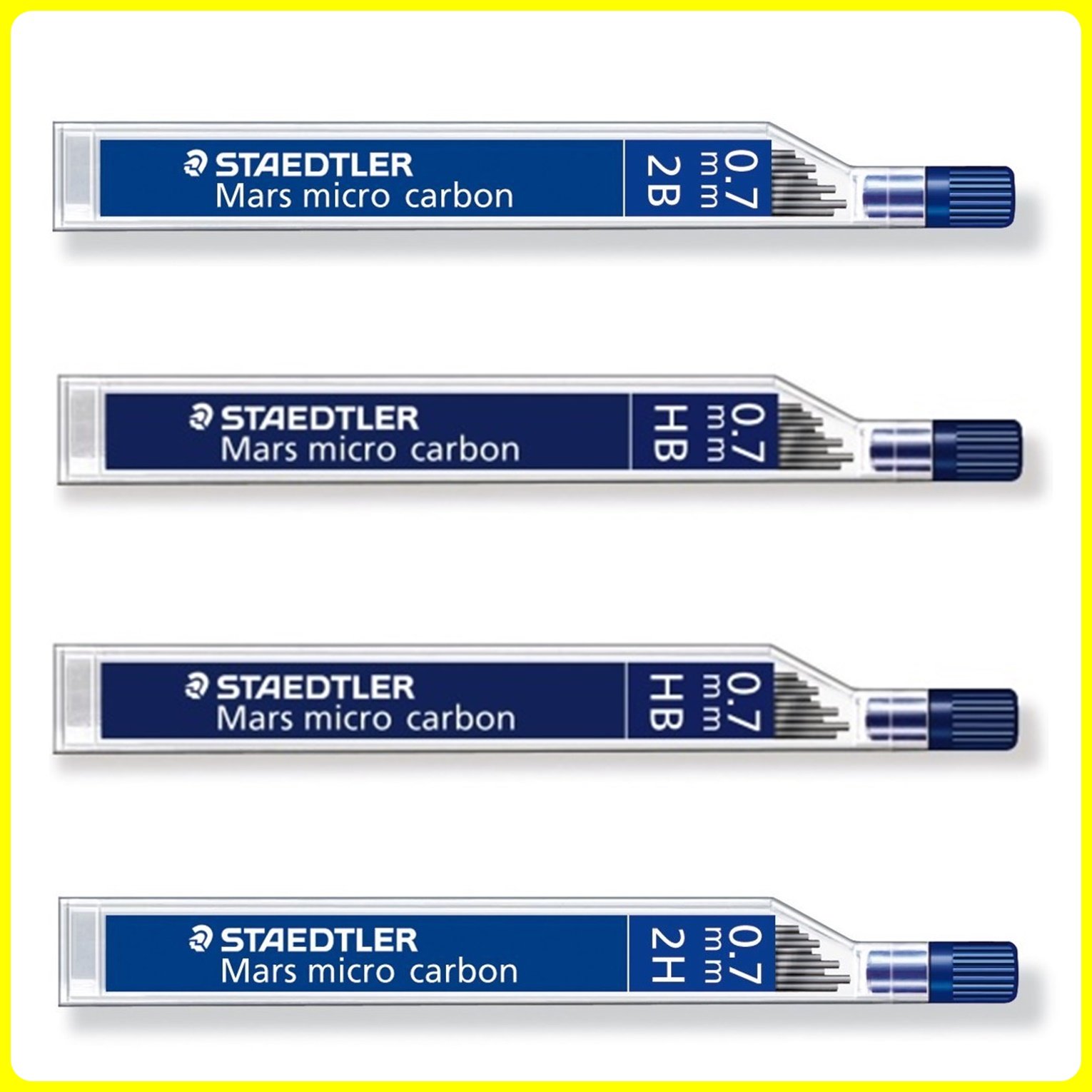 STAEDTLER Mars Micro Carbon 250 0,7 mm - 2B - HB - HB - 2H - wkłady ołówkowe - 4 tubki/opakowania (48 wkładów)