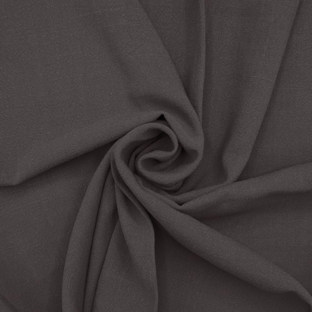 Stone Washed Linen Viscose Fabric Plain Oeko-Tex Dressmaking Soft 136cm Wide (Price Per Metre) (Charcoal)