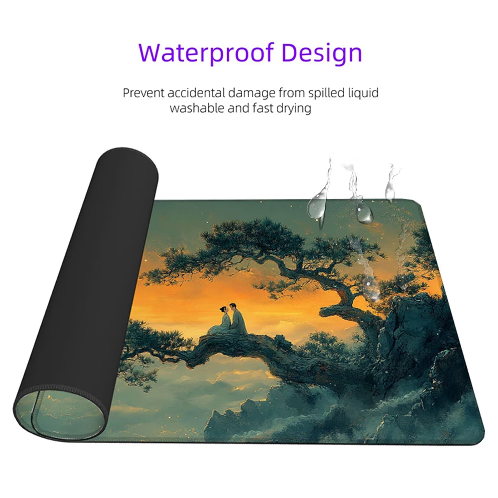 Alfombrilla Ratón Azul Alfombrilla Escritorio Pareja Mouse Pad Gaming Duradera, Mouse Pad Grande Gaming Mejora Precisión y La Velocidad, Antideslizante Desk Mat para PC, Oficina 1600x800x3mm Y2-411