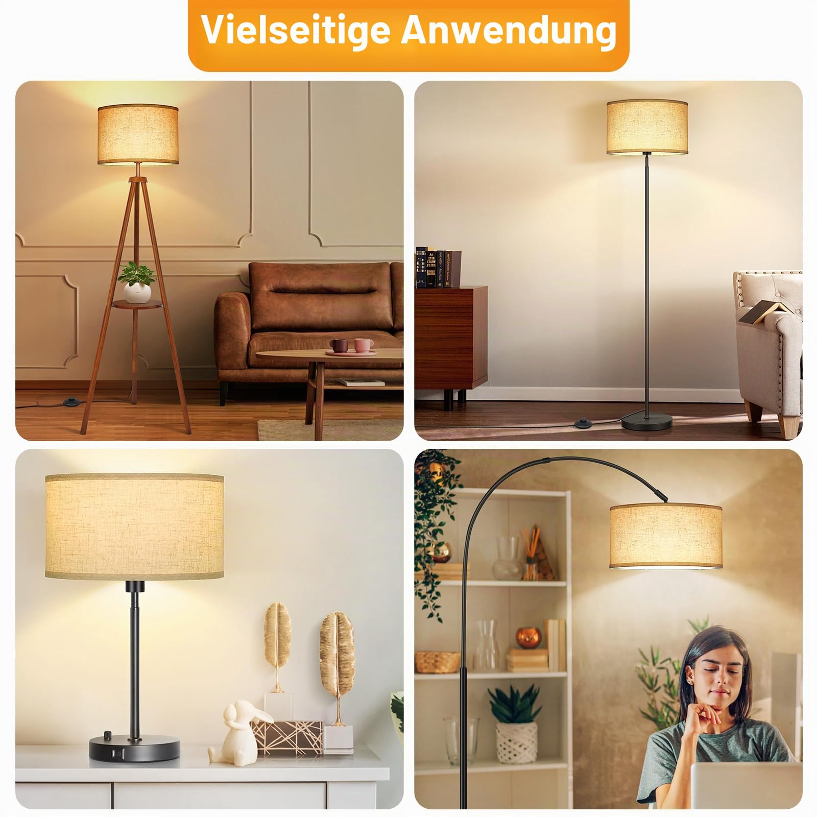 OUTON Beige große Trommel-Lampenschirme für Stehlampen, 40,6 cm oben x 40,6 cm unten x 22,9 cm hoch, einfach zu montieren, Ersatz-Lampenschirme aus Leinen für Tischlampen und Nachttischlampen (4,2 cm