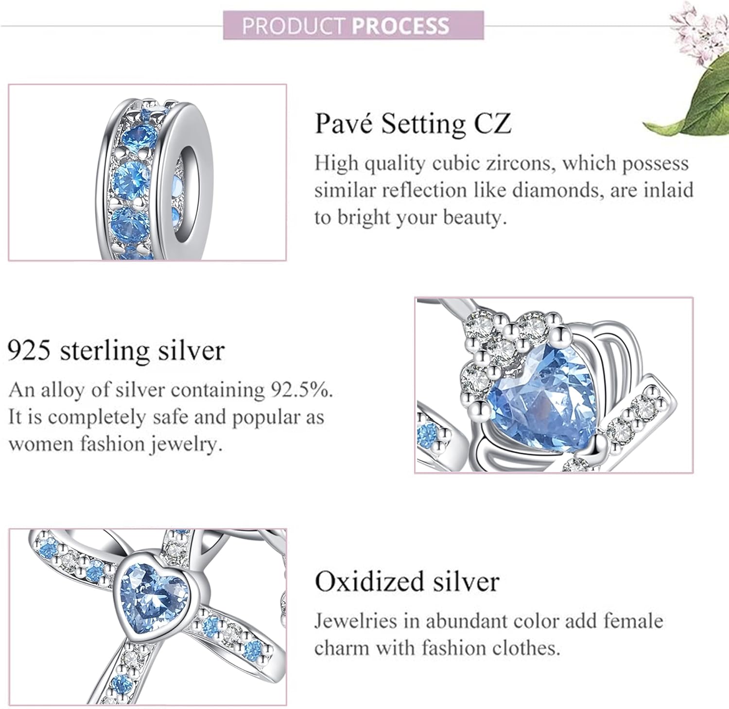 Silver Cross Birthstones Charm Fit for Pandora Charms Bracelet Crown Dangle Charms Beads Birthday Jewelry Gifts for Women - Image 6