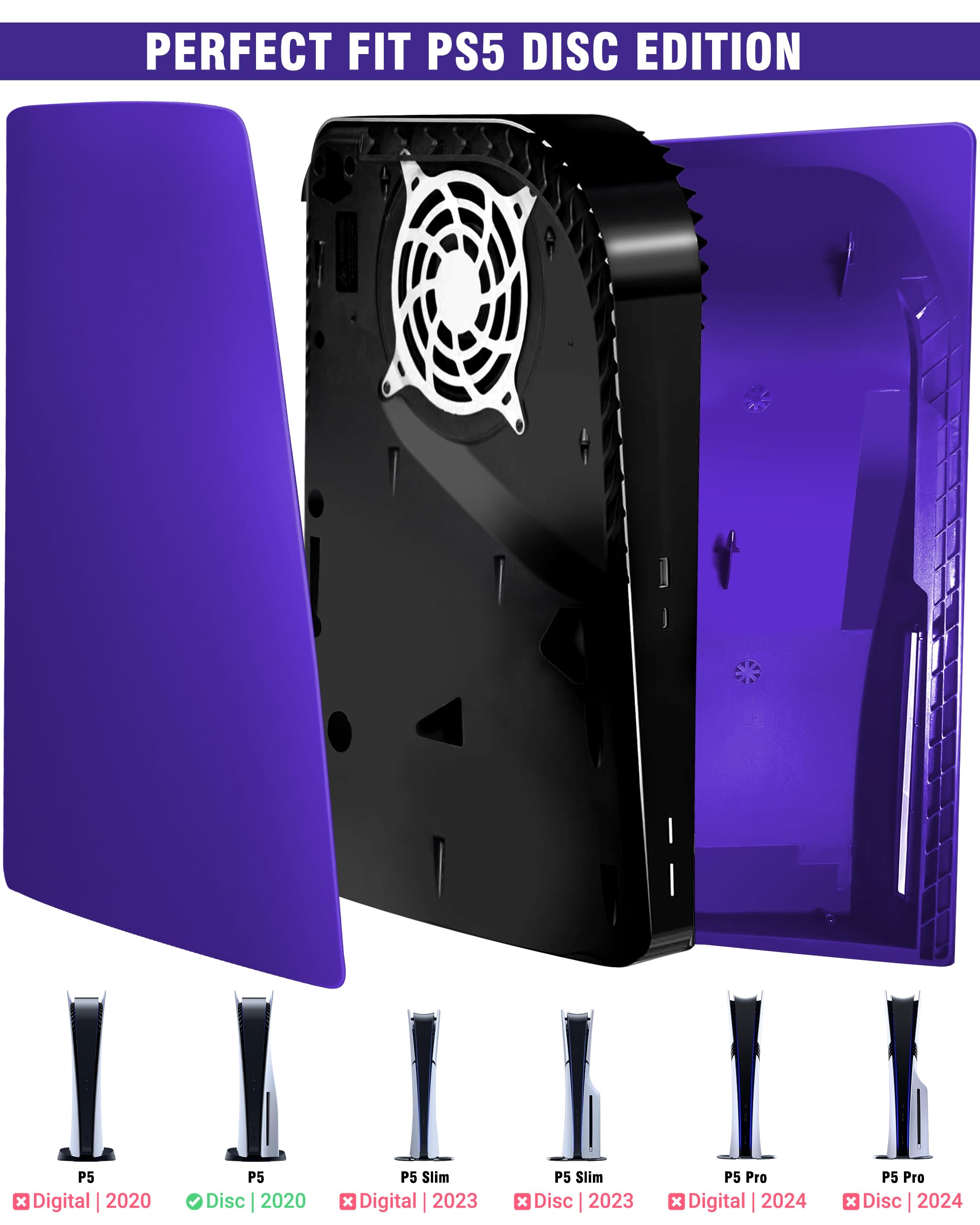 Joso Placa frontal para PS5 Disc Edition, reemplazo de funda antiarañazos, a prueba de polvo, cubierta para consola PS5 (CD-ROM), placas para accesorios PS5, fácil instalación