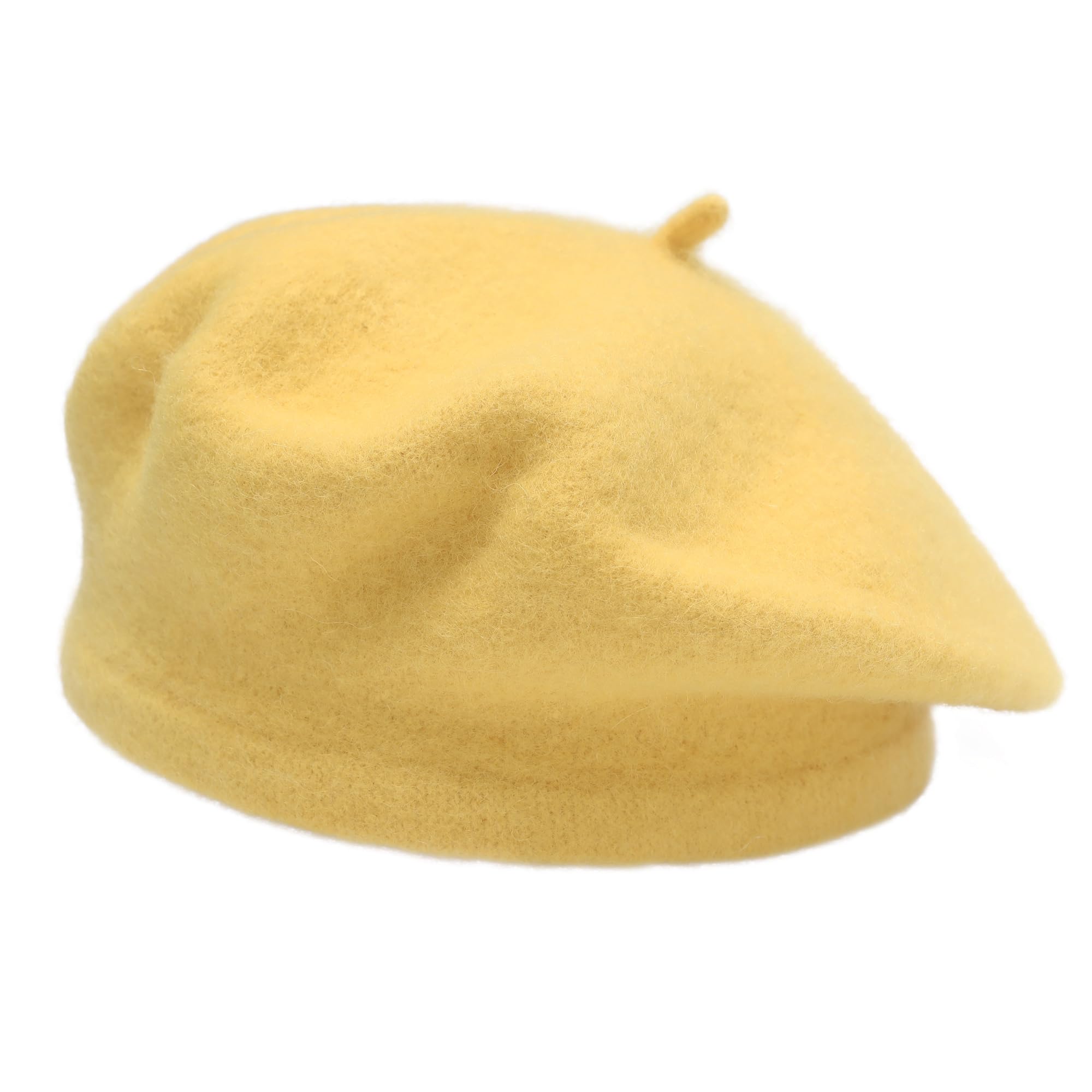 ZLYC Wool Kids Beret Hat Girls Solid Color Artist French Beret Cap(Yellow)