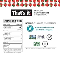 Vista 2 de That's it. Barra de fruta real 100% natural de manzana + fresa, la mejor fibra vegana, snack saludable sin gluten, bocadillo paleo para niños
