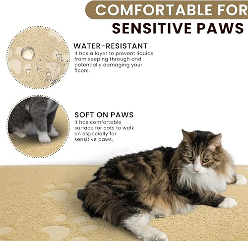 Miniatura 6 de ANDALUS - Tapete para arena de gatos, tamaño chico, grande, extragrande, libre de ftalatos y de BPA, atrapa suciedad, control de dispersión, fácil