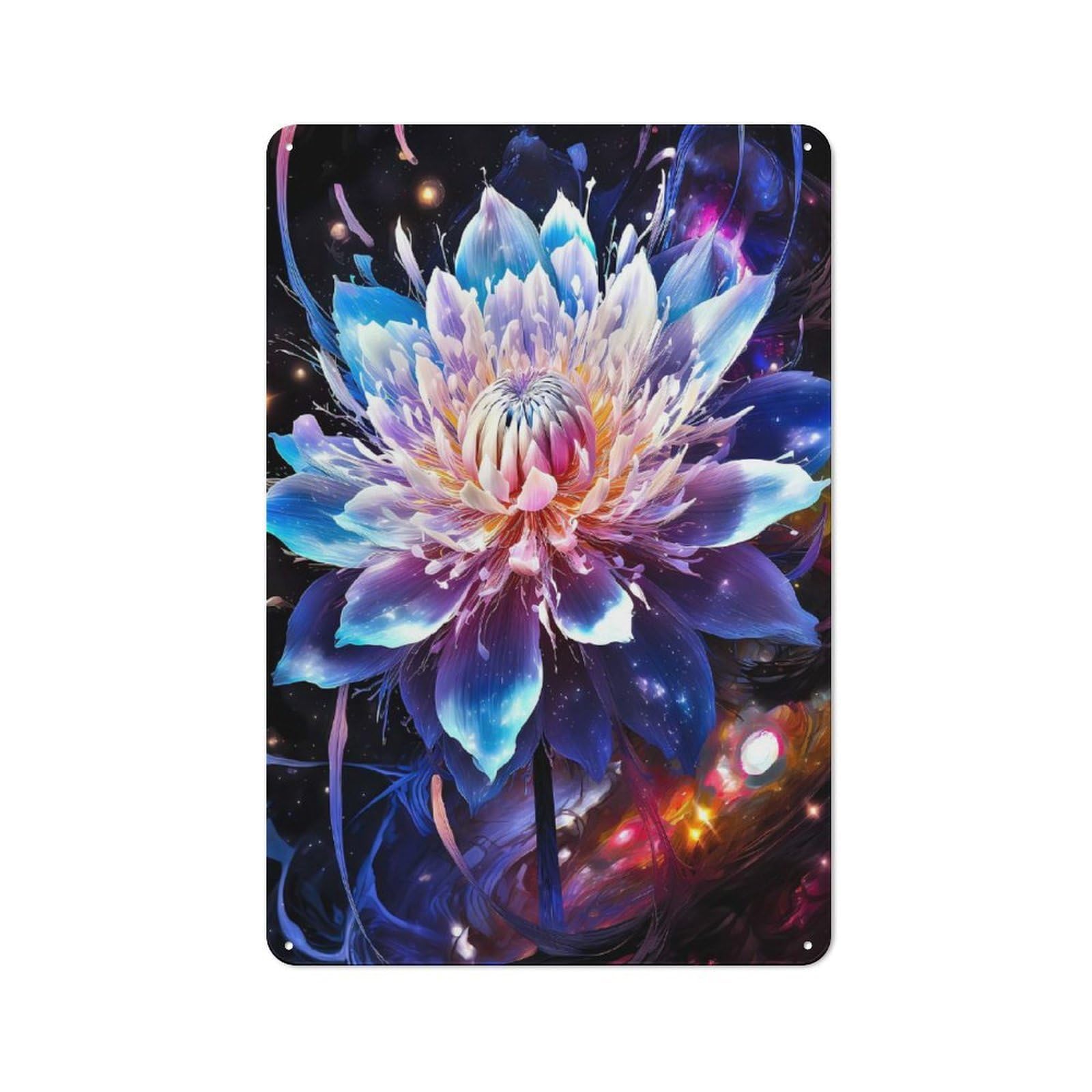 Junmoney Style-7 Flower Surreal 4 Workshop Style Metal Wall Decor 30X20cm, Decorative Metal Plaque For Garage, Hobby Room, Office Or Man Cave