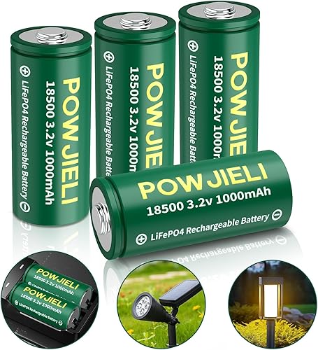 LiFePO4 18500 3.2V 1000mAh 3.2Wh Baterías solares recargables, LiFePO4 18500 3.2 V batería recargable de iones de litio para luces solares de jardín