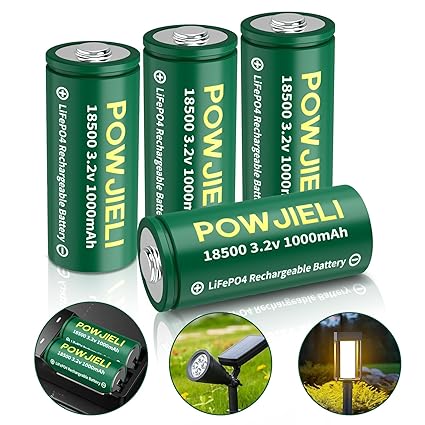 18500 3.2V 1000mAh 3.2wh Rechargeable Solar Batteries
