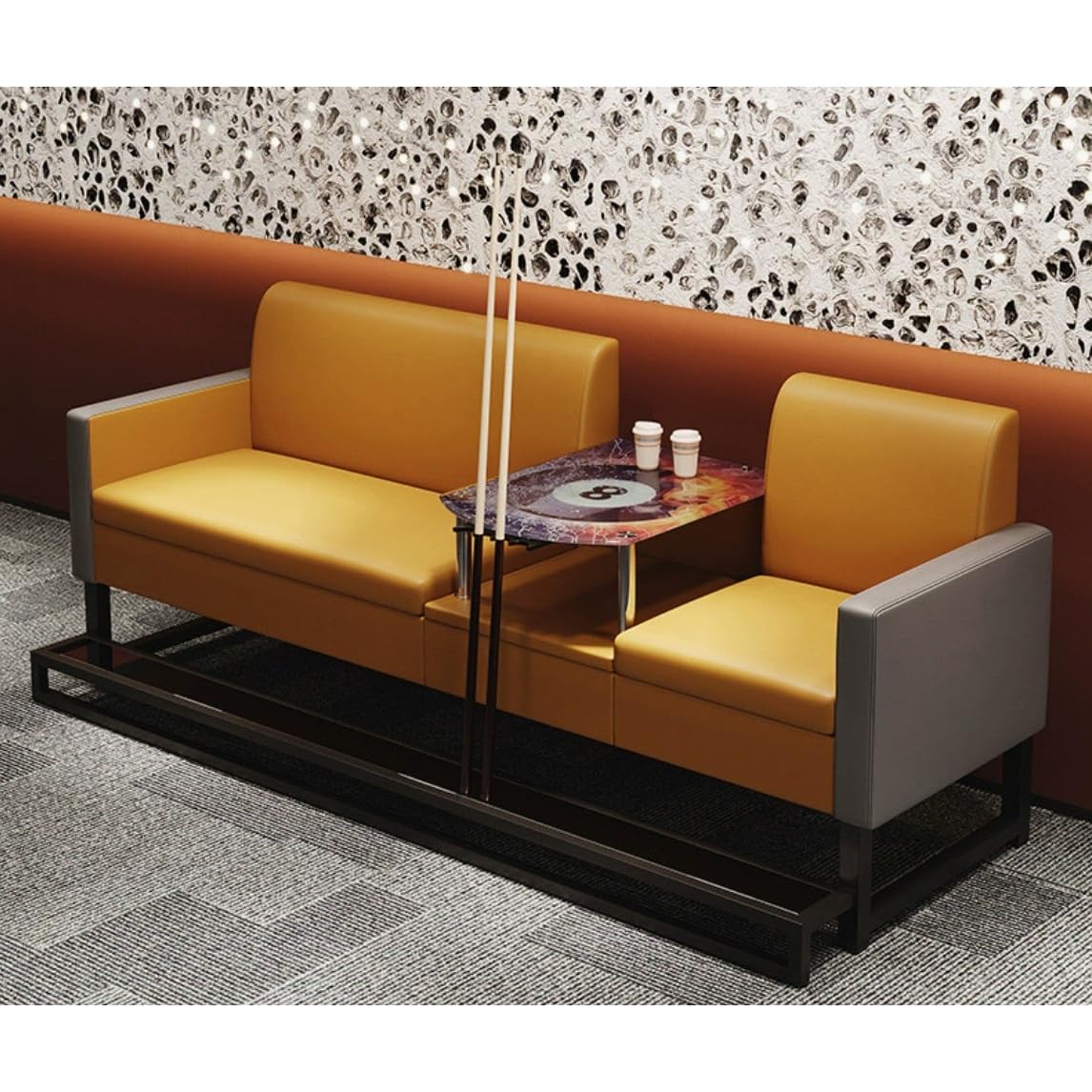 KIBONCY Modular Restaurant Booth Seating Set, Multi-Size & Color, with Coffee Table & Divider, for Cafe, Bar, Gaming Room(I)