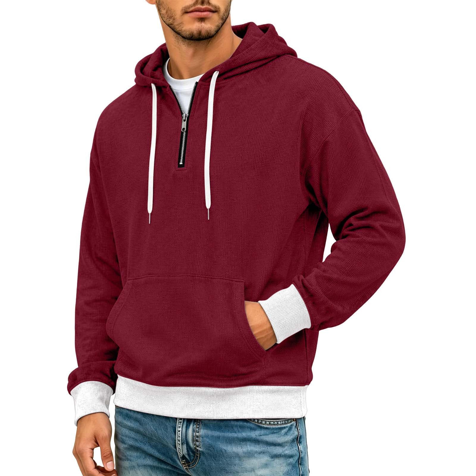 Felpa Invernale Uomo Pile Felpa con Zip e Cappuccio Cappotto Waffle Hoodie | felpa bianca uomo, struttura waffle, cappuccio con cordino, tasca frontale, materiale morbido, look casual urbano