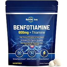 Vitamin B1 Benfotiamine 600mg Capsules, Thiamine HCl Supplements with Magnesium, Zinc, L-Theanine, ALA, Acetyl-L-Carnitine for Energy & Nervous System Support, Non-GMO, 240 Capsules
