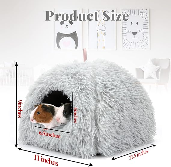 YUEPET Guinea Pig Bed Cave,Warm Guinea Pig Hideout,Light Grey