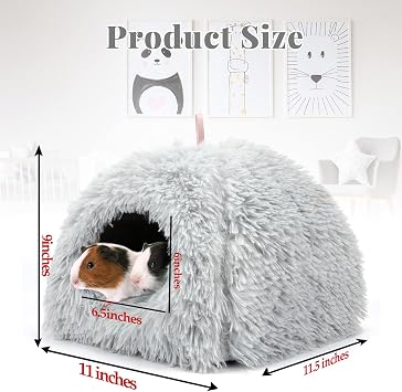 YUEPET Guinea Pig Bed Cave,Warm Guinea Pig Hideout,Light Grey