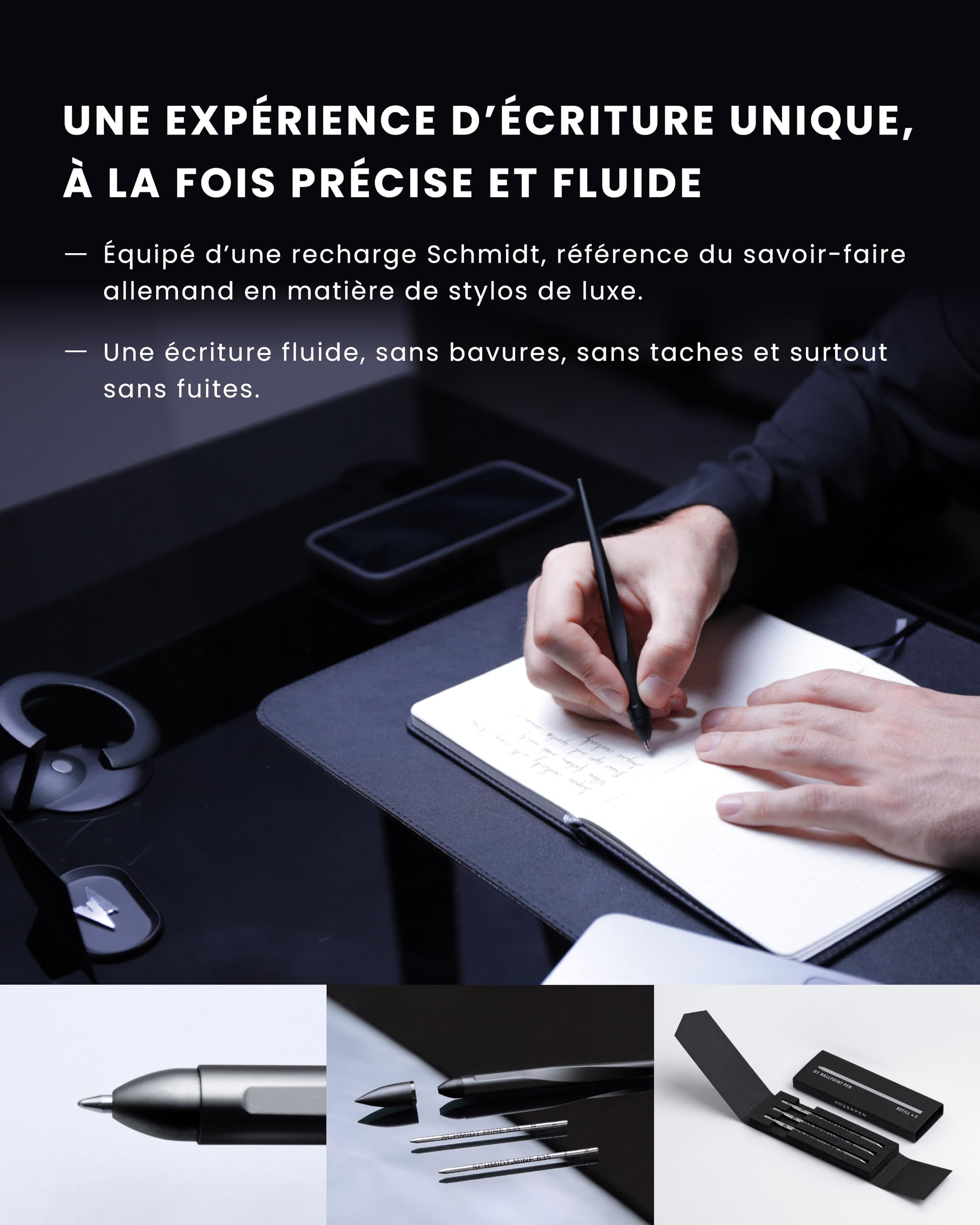 novium Hoverpen Interstellar - Stylo à Lévitation Magnétique, Design Inspiré de l’Espace, Stylo à Bille avec Recharges Schmidt, Idée Cadeau de Luxe, Space Black