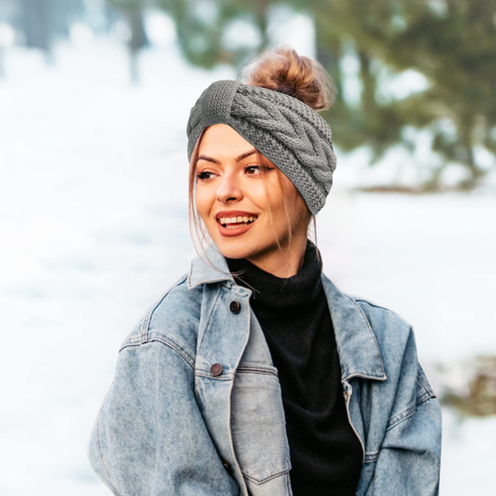 Fascia Per Capelli Donna Inverno – 2 Pezzi Lavorati A Maglia, Elastici, Scalda Orecchie, Spessi, Per Freddo E Sport