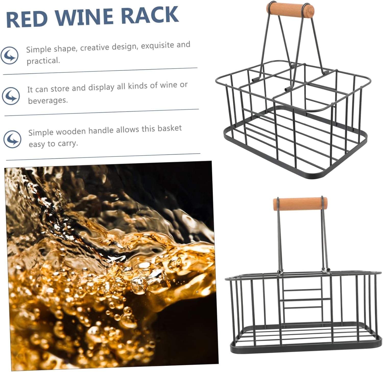 1 PC Hand Held Creative Wine Rack Storage Holder for Red Wine Bottles Seasoning Containers Easy Use Stylish Design for Home Bars Ktv Decor Holds Up to Bottles