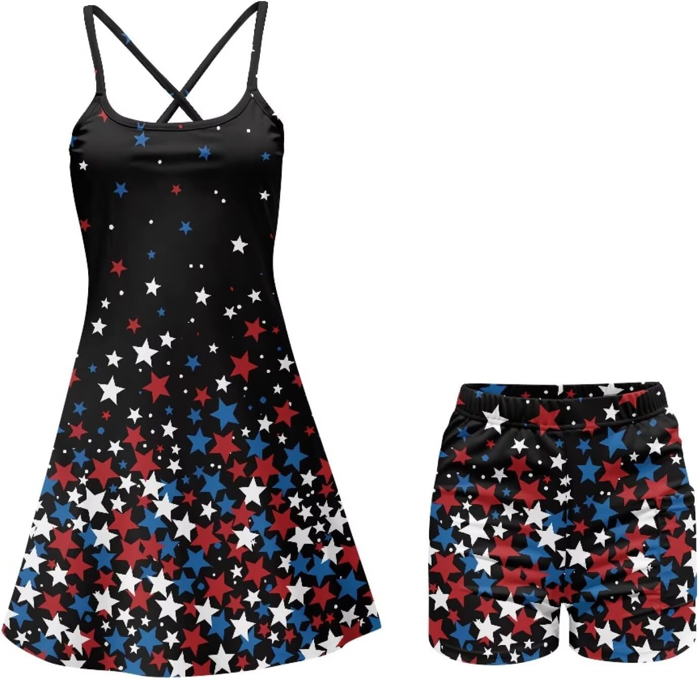 Women's Tennis Dress with Built-in Shorts Pocket Sleeveless Athletic Golf Outfit 2 Piece Set for Workout