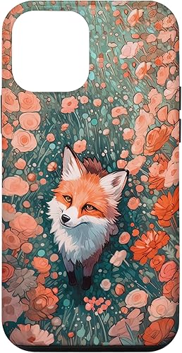 iPhone 12 mini lindo zorro campo de flores bebé zorro impresión arte zorros amante caso