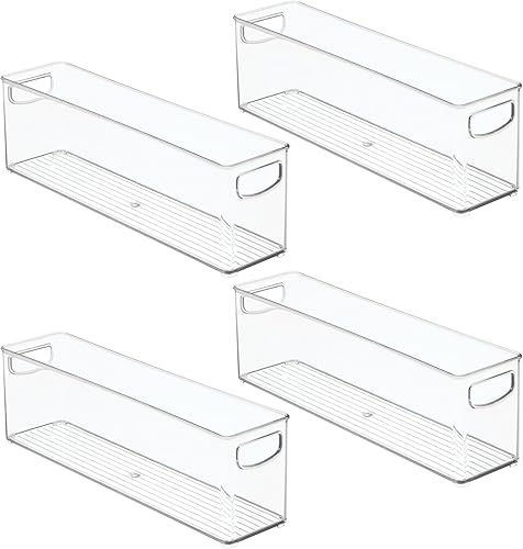 Miniatura 9 de iDesign Pequeños contenedores apilables con asas para despensa o refrigerador, juego de 4, transparentes, fabricados en Estados Unidos